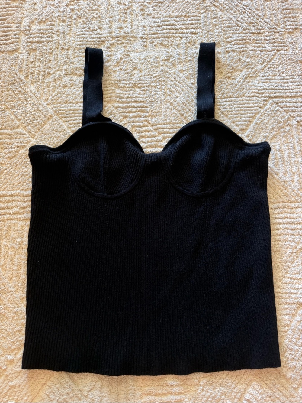 Maeve by Anthropologie Black Ribbed Bustier Corset Tank Top Size Large